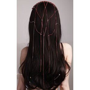 Elegant Rhinestone Headband with Tassels - Sparkling Black Hair Accessory